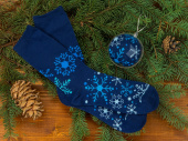 Носки в шаре Снежинка женские (синий)