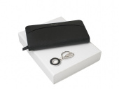Подарочный набор Embrun: брелок, дорожный кошелек (черный, серебристый)