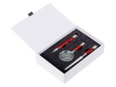 Набор Принц Уэльский: ручка, лупа, нож для бумаг (красный, серебристый)
