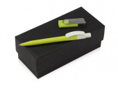 Подарочный набор Uma Memory с ручкой и флешкой (зеленое яблоко)