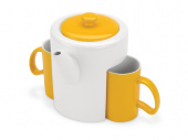 Набор: чайник, 2 чашки Триптих (белый, желтый)