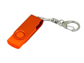 USB-флешка промо на 16 Гб с поворотным механизмом и однотонным металлическим клипом (оранжевый)