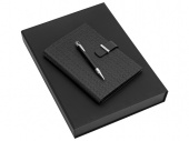 Подарочный набор: дизайнерский блокнот А5, ручка шариковая (черный)