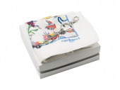 Подарочный набор: шелковый платок, брелок (белый, разноцветный)
