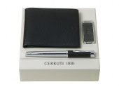 Подарочный набор: портмоне, USB-флешка на 16 Гб, ручка-роллер (черный, серебристый)