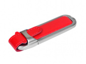 USB 2.0- флешка на 4 Гб с массивным классическим корпусом (красный, серебристый)