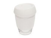 Стеклянный стакан с силиконовой крышкой и манжетой Monday (прозрачный, белый)