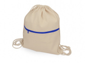 Рюкзак-мешок Lark хлопковый с цветной молнией (синий, натуральный)