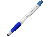 Ручка-стилус шариковая Nash с маркером (серебристый, синий классический )