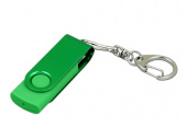 USB 2.0- флешка промо на 64 Гб с поворотным механизмом и однотонным металлическим клипом (зеленый, зеленый)
