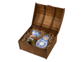 Подарочный набор Гжель: чайная пара, варенье (голубой, коричневый)