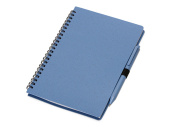 Блокнот А5 Toledo M с обложкой из пшеницы и пластика и шариковой ручкой (синий, синий)