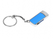 USB-флешка на 16 Гб с выдвижным механизмом и мини чипом (синий, серебристый)