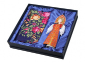 Подарочный набор Марфа: кукла, платок (синий, красный)