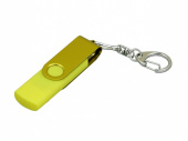 USB-флешка на 16 Гб с поворотным механизмом и дополнительным разъемом Micro USB (желтый, желтый)