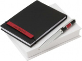 Подарочный набор: блокнот дизайнерский А6, ручка шариковая (черный, красный)