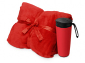 Подарочный набор Dreamy hygge с пледом и термокружкой (красный, красный)
