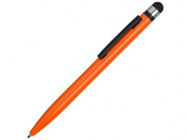Ручка-стилус металлическая шариковая Poke (черный, оранжевый)