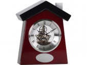 Часы настольные Домик (коричневый, серебристый)