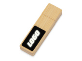 USB 2.0- флешка на 32 Гб c подсветкой логотипа Bamboo LED (натуральный)