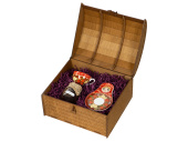 Подарочный набор: чайная пара, варенье из сосновых шишек (красный, фиолетовый, коричневый)