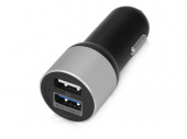 Адаптер автомобильный USB с функцией быстрой зарядки QC 3.0 TraffIQ (черный, серебристый)