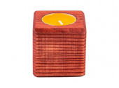 Свеча в декоративном подсвечнике Апельсин (красное дерево)