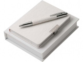 Подарочный набор Michelle: дизайнерский блокнот А6, шариковая ручка (серебристый, белый)
