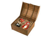 Подарочный набор: чайная пара, варенье из сосновых шишек (коричневый, красный)