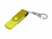 USB-флешка на 32 Гб с поворотным механизмом и дополнительным разъемом Micro USB (желтый, желтый)