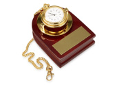 Часы Магистр с цепочкой на деревянной подставке (золотистый, красное дерево)