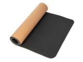 Пробковый коврик для йоги и фитнеса Namaste (натуральный, черный)