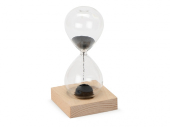 Песочные магнитные часы на деревянной подставке Infinity (прозрачный, натуральный)