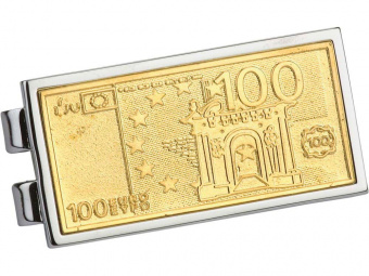 Зажим для денег Сто евро (золотистый, серебристый)
