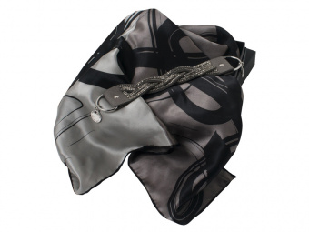 Набор: шелковый платок, браслет (черный, серый)