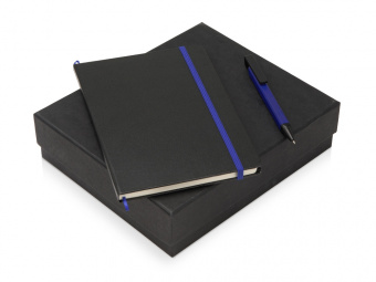 Подарочный набор Jacque с ручкой-подставкой и блокнотом А5 (черный, синий)