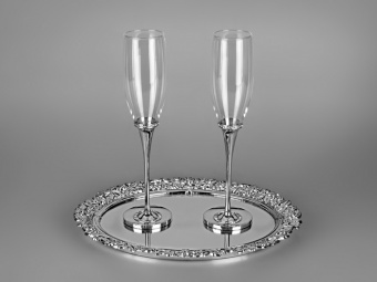 Набор бокалов для шампанского Алмазный фонд (прозрачный, серебристый)