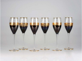 Набор бокалов для шампанского Несомненный успех (прозрачный, черный, золотистый)