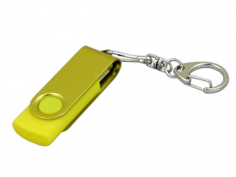 USB-флешка промо на 64 Гб с поворотным механизмом и однотонным металлическим клипом (желтый, желтый)
