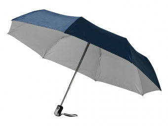 Зонт складной Alex (серебристый, темно-синий)